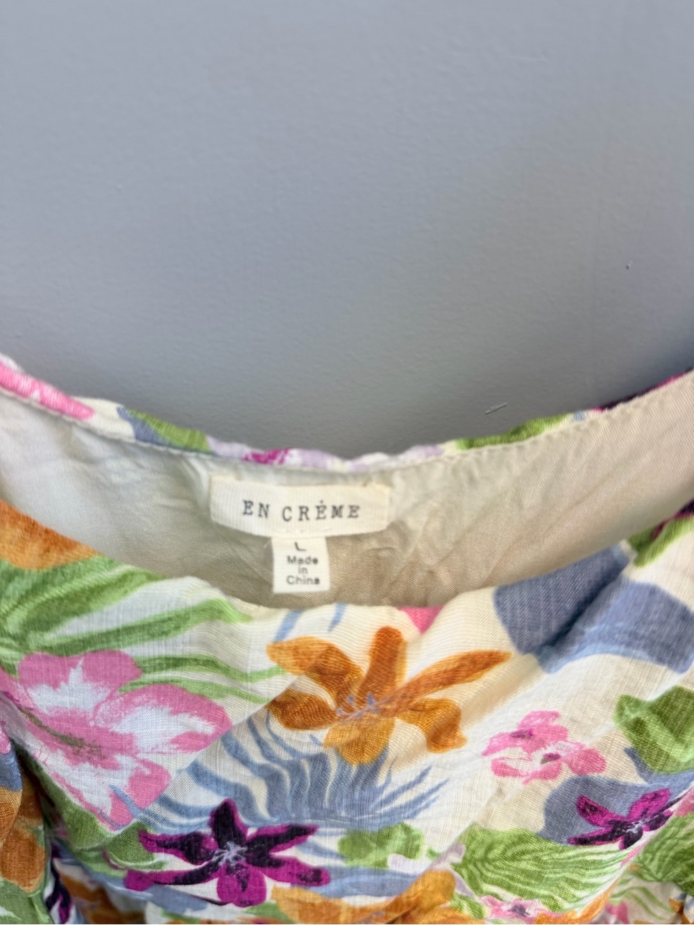 En Creme Floral Tunic Top in Pink, Orange, Green & Blue